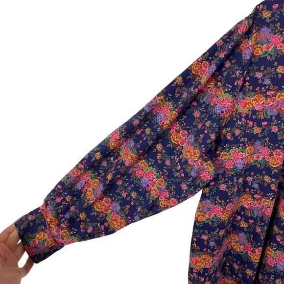 Vintage 90s Farmhouse Floral Button Down Blouse Shirt - Picture 4 of 9